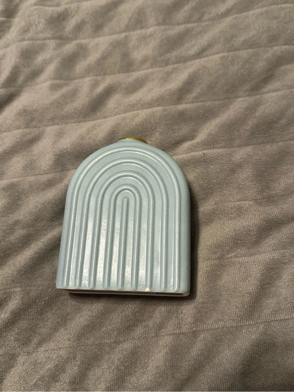 Light Blue Ceramic Arch Vase with Gold Rim - Home Accents